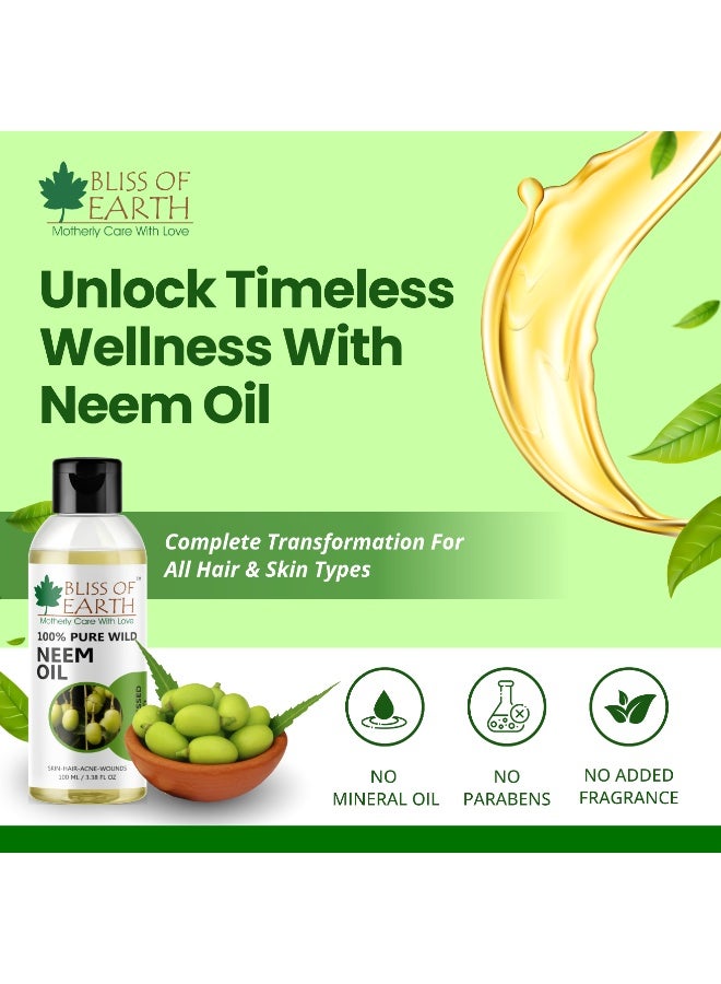 Bliss of Earth 100% Pure Neem Oil 100ml, Cold Pressed & Unrefined, Great for Hair & Skin, Natural Bug Repellent - Image 5
