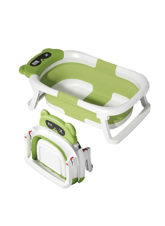 حوض استحمام قابل للطي للأطفال الرضع والأطفال الصغار مع قابس تصريف مجاني لمستشعر درجة حرارة الطفل ودعامة مدمجة مانعة للانزلاق (أخضر) - Image 1