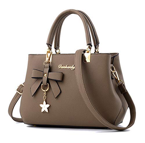 Dreubea Womens Handbag Tote Shoulder Purse Leather Crossbody Bag (Khaki) - Image 1