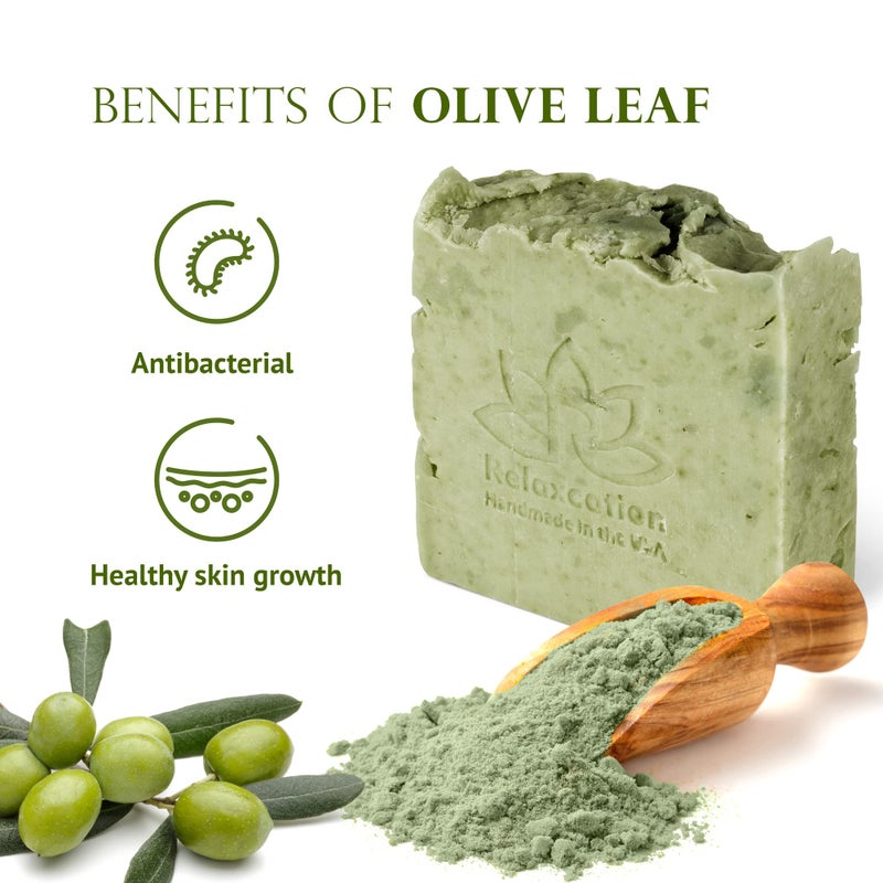 Relaxcation Organic Olive Soap Bar with Organic Olive Oil and Leaves - Anti-aging and Antioxidant Natural Cold Process Soap Handmade in USA - Image 5