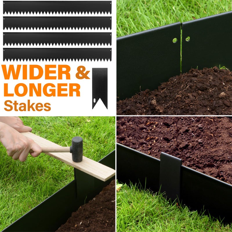 LAVEVE Landscape Edging Galvanized Steel Black, Hammer-in Metal Garden Edging Border with Clips, Suitable for Garden Fence, Paver Edging, Lawn and Yard - Image 3