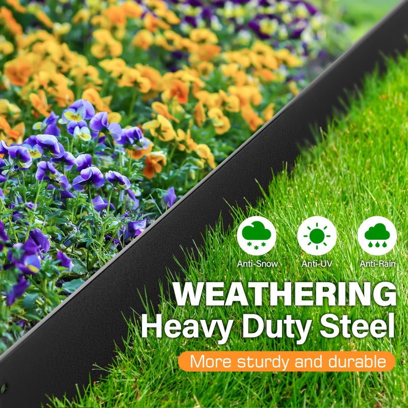 LAVEVE Landscape Edging Galvanized Steel Black, Hammer-in Metal Garden Edging Border with Clips, Suitable for Garden Fence, Paver Edging, Lawn and Yard - Image 5