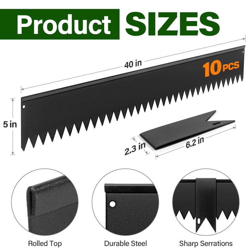LAVEVE Landscape Edging Galvanized Steel Black, Hammer-in Metal Garden Edging Border with Clips, Suitable for Garden Fence, Paver Edging, Lawn and Yard - Image 2