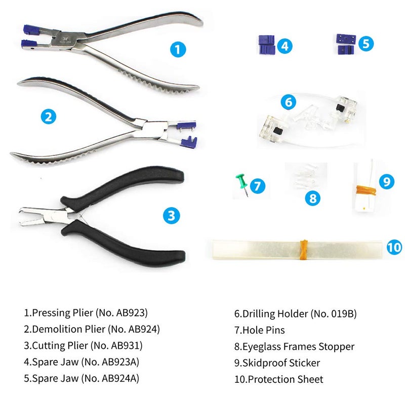 Cimenn Adjusting Glasses Plier, Professional Eyeglasses Plier Set Rimless Disassembly Glasses Frames Optical Tools Kit, Glasses Nose Pads Arm Pliers Hand Repair Repairing Tool Frames Eye Glasses Clamp - Image 4
