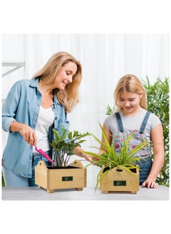 Generic Treasure wooden planter, 22 cm x 22 cm, grow plants in this decorative planter for home gardening, starter kit to grow flowers, herbs, microgreens, suitable for creating miniature garden.  - Image 4