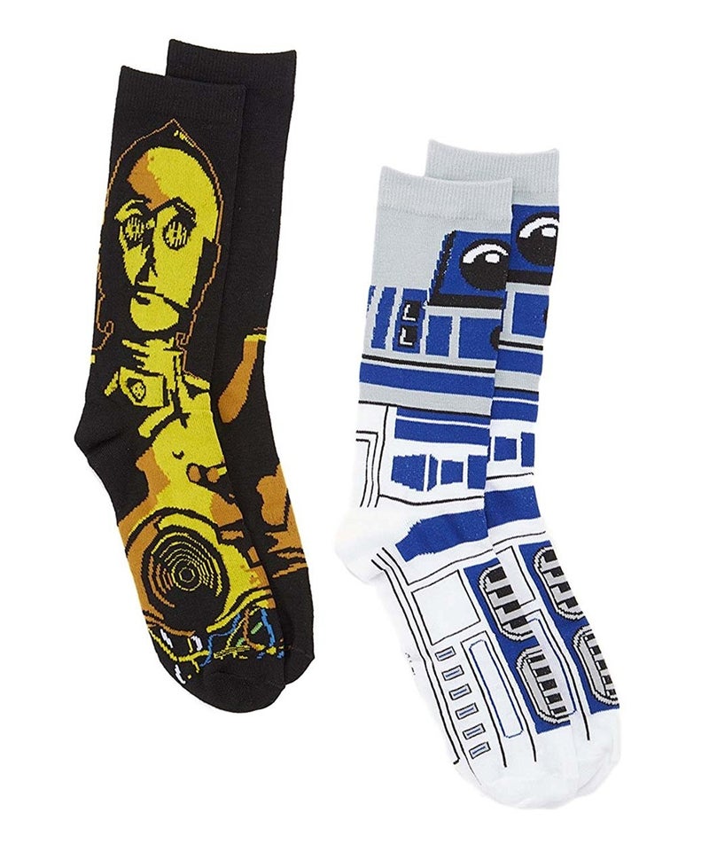 STAR WARS R2-D2 C-3PO 2 Pair Pack Crew Socks (Shoe Size 6-12, R2-D2/C-3PO) - Image 2