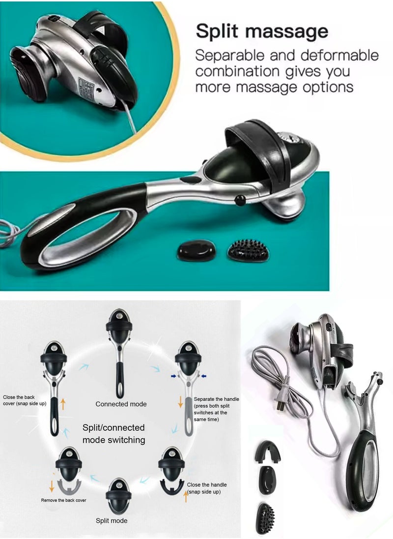 R.VIHAN Handheld 2 In 1 Detachable Handle Full Body Massager Infrared Heating Vibration Deep Tissue Massage Electric Percussion For Neck Shoulder Back Arms Leg Foot Calf Muscle Relax Pain Hand Tension Relief  - Image 3