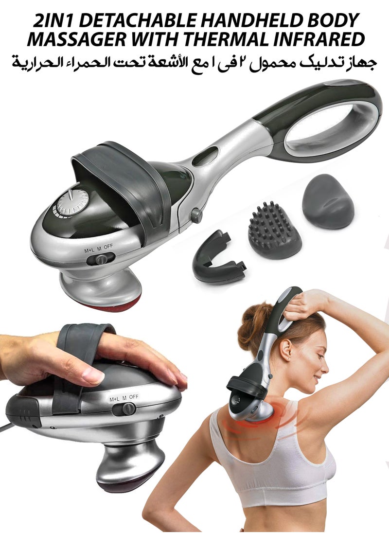 R.VIHAN Handheld 2 In 1 Detachable Handle Full Body Massager Infrared Heating Vibration Deep Tissue Massage Electric Percussion For Neck Shoulder Back Arms Leg Foot Calf Muscle Relax Pain Hand Tension Relief  - Image 1