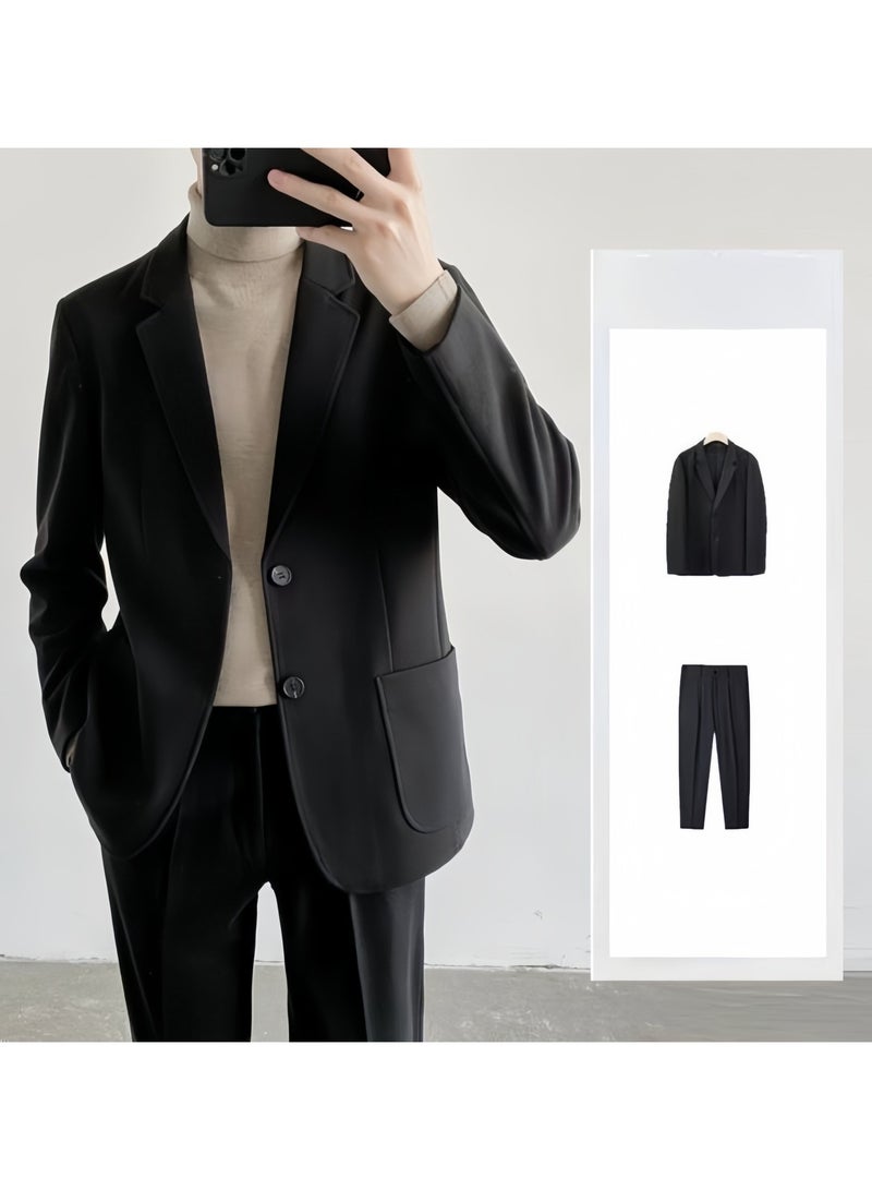 KUYING New Men's Casual Woolen Suit Set in Two Pieces  - Image 1