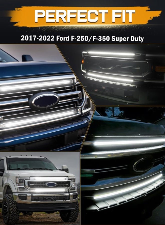 Niking Auto Dual 37'' LED Grille Light Kits Ford DRL LED Grille Accent Bar for 2017-2022 Ford F250/ F350 Super Duty LED Neon Front Grille Lights - Image 3