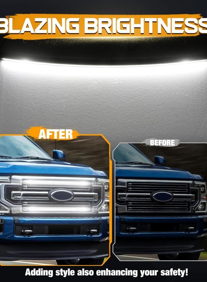 Niking Auto Dual 37'' LED Grille Light Kits Ford DRL LED Grille Accent Bar for 2017-2022 Ford F250/ F350 Super Duty LED Neon Front Grille Lights - Image 4