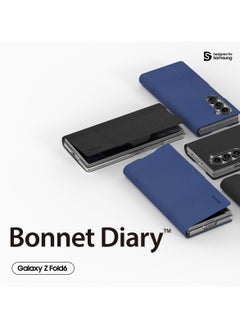 araree araree Bonnet Diary Samsung Galaxy Z Fold 6 Case, PU Leather Flip Folio Case Closure Folding Flip Cover Compatible with Samsung Galaxy Z Fold 6 5G - Black  - Image 2