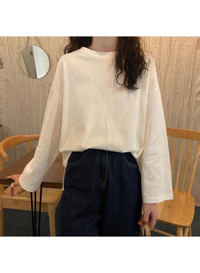 VUELO Autumn New Long-sleeved T-shirt Women's Basic Loose Sweet Solid Color Age-reducing Top Trendy Base Shirt