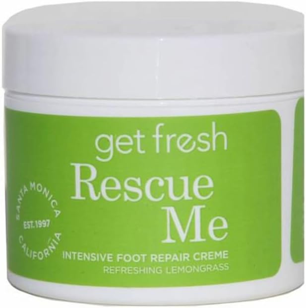 Intensive Foot Repair Cream For Cracked Heels And Dry Skin by Get Fresh Rescue Me Foot Moisturiser Heel Balm for Callouses and Hard Skin Refreshing Lemongrass Travel Size 56g