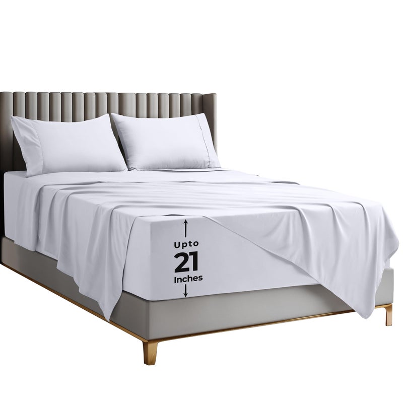 Utopia Bedding Deep Pocket Queen Sheet Set - Fits Mattresses Up to 21 inches - Cooling, Soft & Breathable - Oeko-TEX 4 Piece Bed Sheets (White) - Image 1