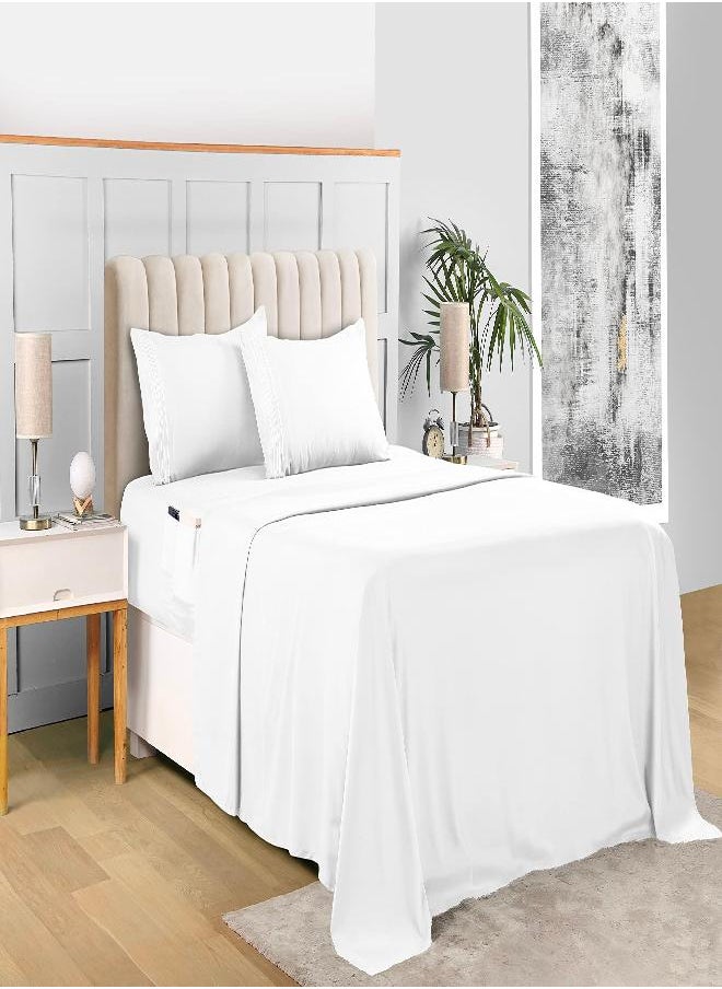Utopia Bedding Utopia Bedding Queen Sheet Set - Soft Microfiber 4 Piece Luxury Bed Sheets with Deep Pockets - Embroidered Pillow Cases - Side Storage Pocket Fitted Sheet - Flat Sheet (White) 