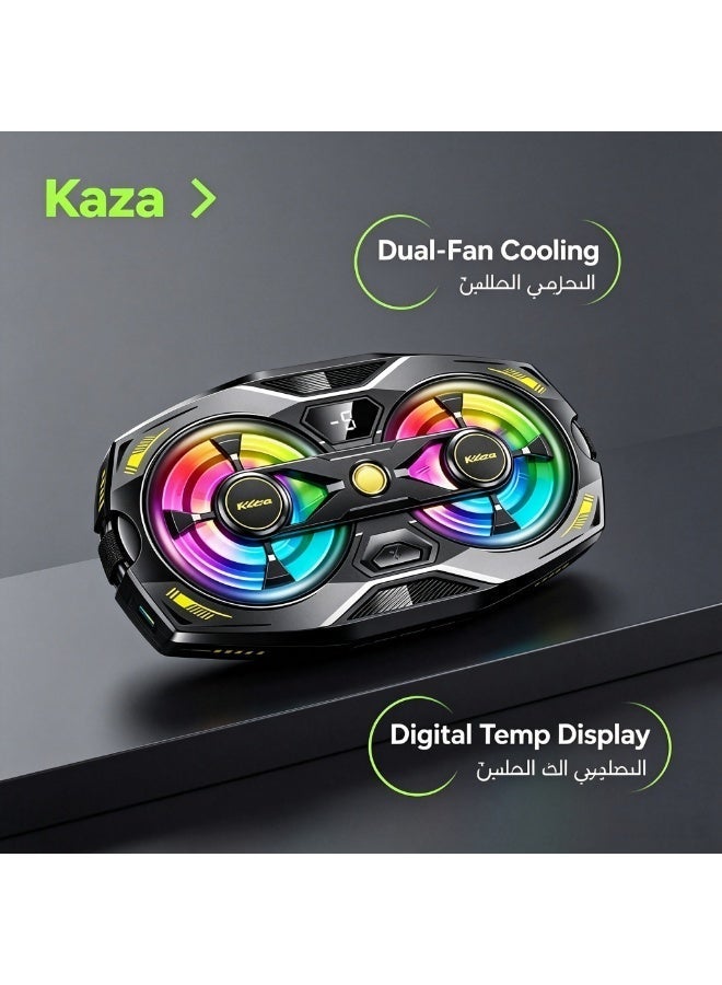 Dual Fan Semiconductor Phone Cooler with Digital Display, AI Smart Temperature Control, RGB Gaming Cooling Fan - Image 1