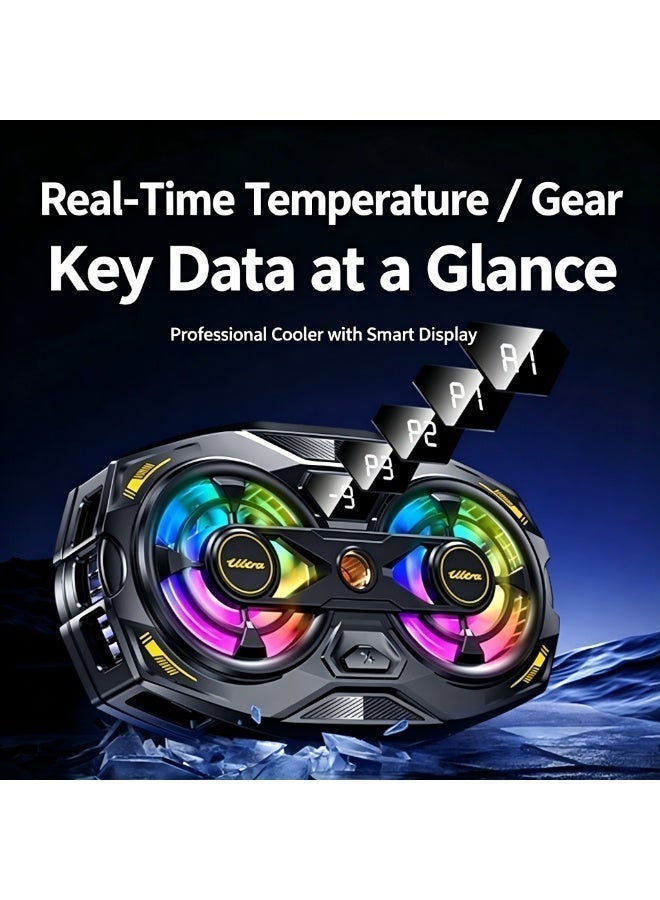 Dual Fan Semiconductor Phone Cooler with Digital Display, AI Smart Temperature Control, RGB Gaming Cooling Fan - Image 2