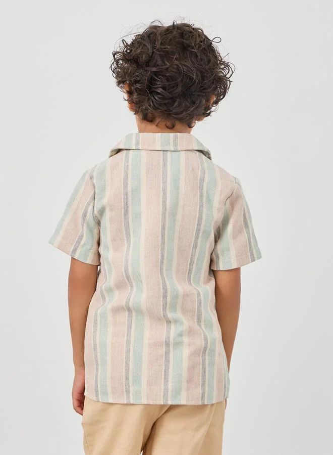 Styli Styli Striped Buttoned Short Sleeve Shirt