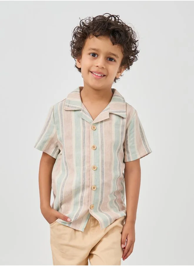 Styli Styli Striped Buttoned Short Sleeve Shirt
