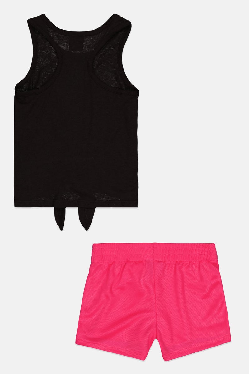 PUMA Toddlers Girl 2 Psc Brand Logo Outdoor Tank Top And Short Set, Fuchsia/Black - Image 2