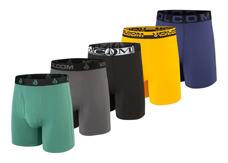 Volcom Mens Boxer Briefs Poly Spandex Performance Boxer Briefs Underwear (Teal/Grey/Black/Yellow/Navy, Medium) - Image 1