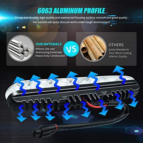 YEERON Universal Daytime Running Lights 6 LEDs High/Low Beam LED DRL Kit Waterproof 6000K Spot Fog Lamp Fit for Car SUV TRUCK. Xenon White.2-Pack. - Image 4