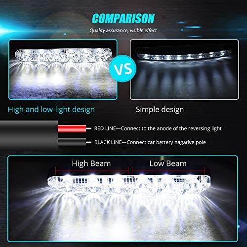 YEERON Universal Daytime Running Lights 6 LEDs High/Low Beam LED DRL Kit Waterproof 6000K Spot Fog Lamp Fit for Car SUV TRUCK. Xenon White.2-Pack. - Image 5