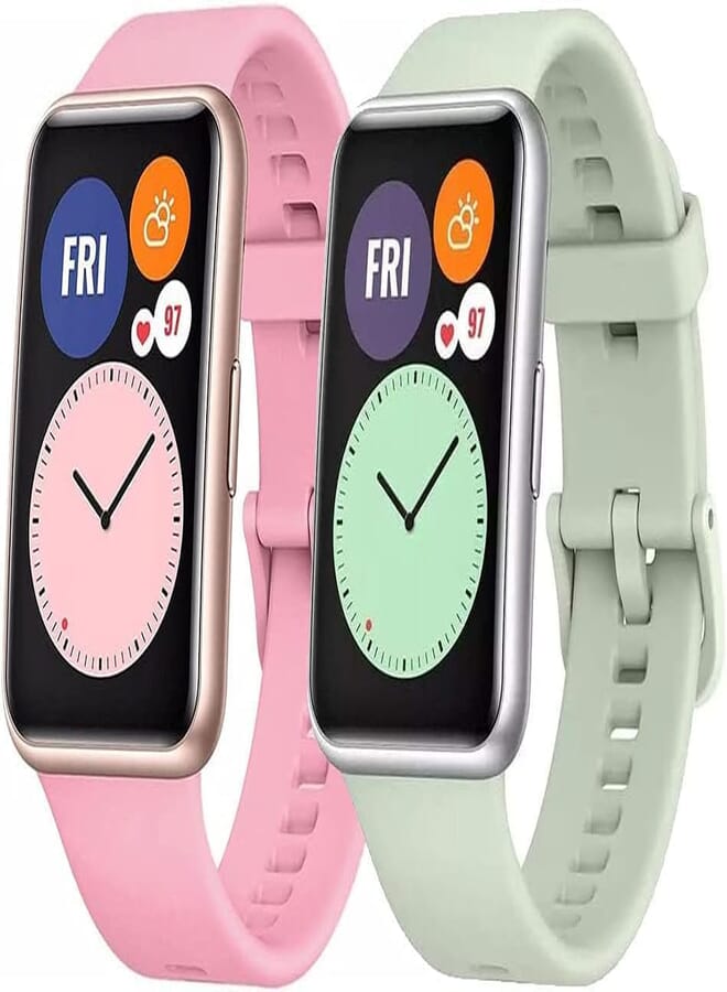 Next Store Compatible with Huawei Watch Fit Silicone Replacement Wristband (2 Pack Mint Green/Light Pink)