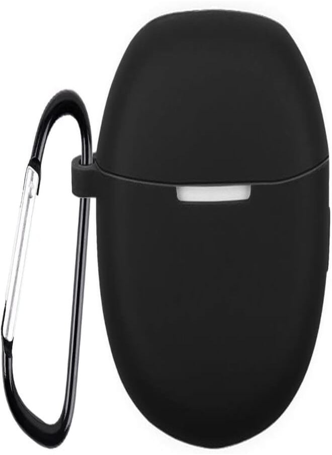 USTIYA USTIYA Case for Realme Buds Air 3 Case Silicone Protective Cover Case with Keychain Carabiner Headphone Accessories (Black) 
