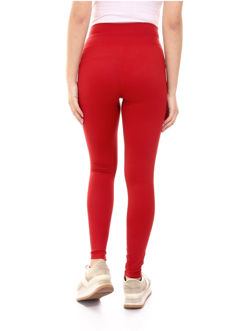 Doe sportswear - Plain Sportive Stretch Leggings-Red - Image 1