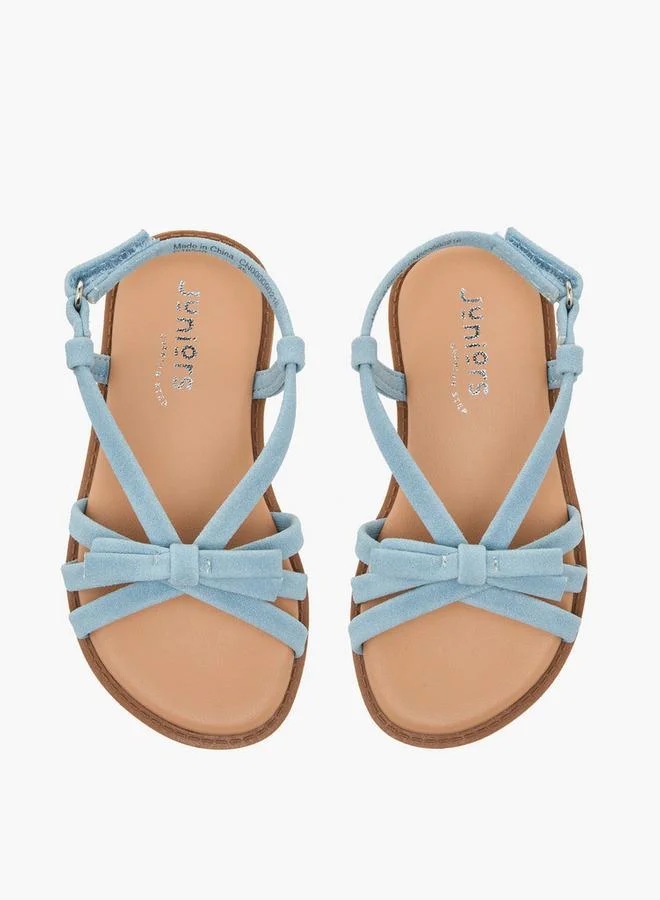 جونيورز Girls Bow Accent Hook & Loop Sandals