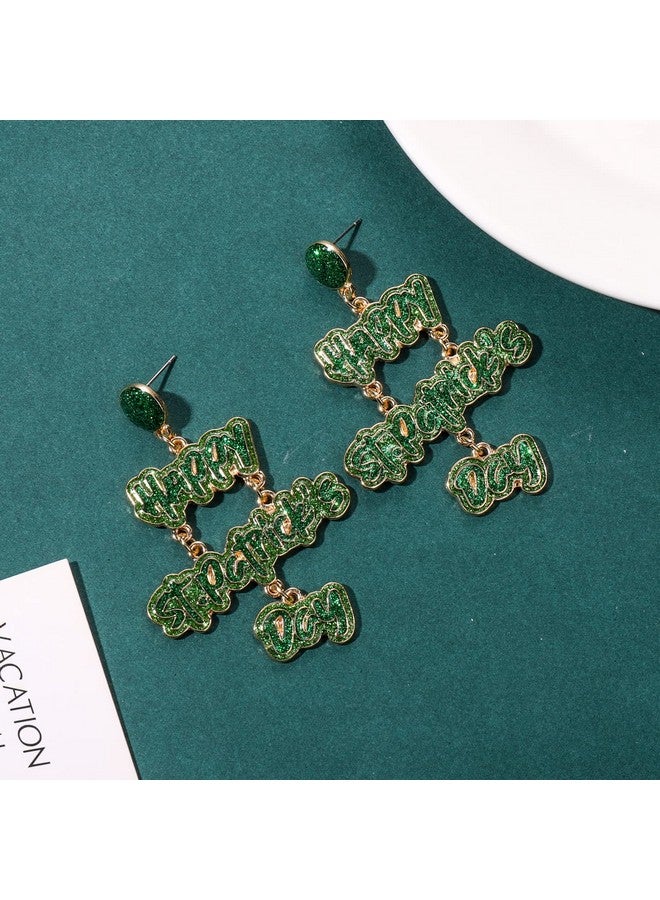 سيالكسهيني طقم أقراط عيد القديس باتريك، أقراط من نبات الشامروك الأخضر للنساء، أقراط أيرلندية مزينة بحرف الحظ، أقراط متعددة الطبقات، إكسسوارات عيد القديس باتريك، هدايا مجوهرات للعطلات (9 أزواج) - Image 5