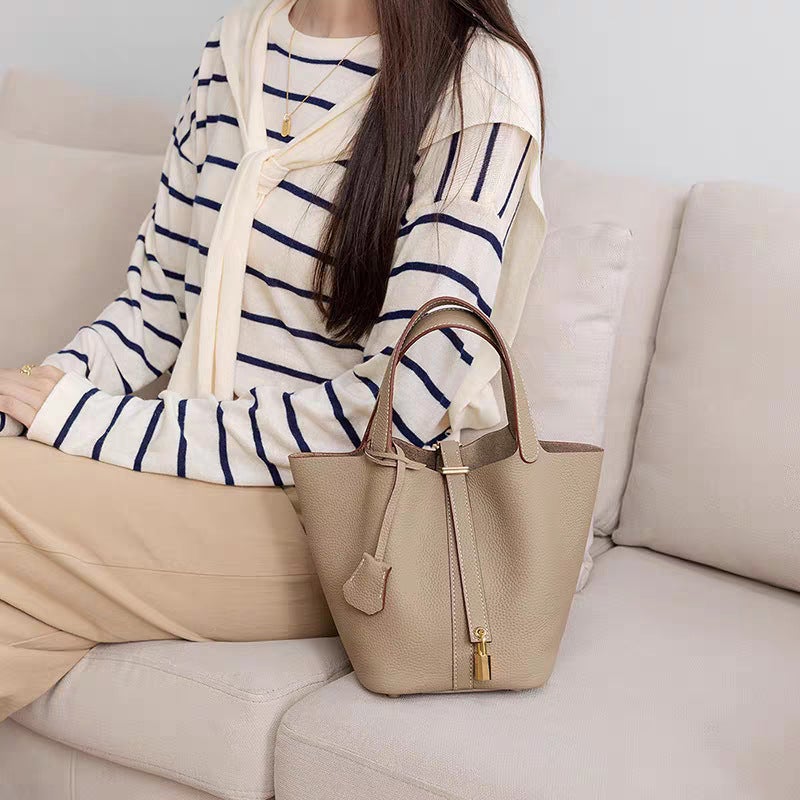 Guangzhou Factory Bags For Women Summer Bucket Bag Vegetable Basket Women'S Bag Genuine Leather Handbag Bridal Wedding Bag - Image 3