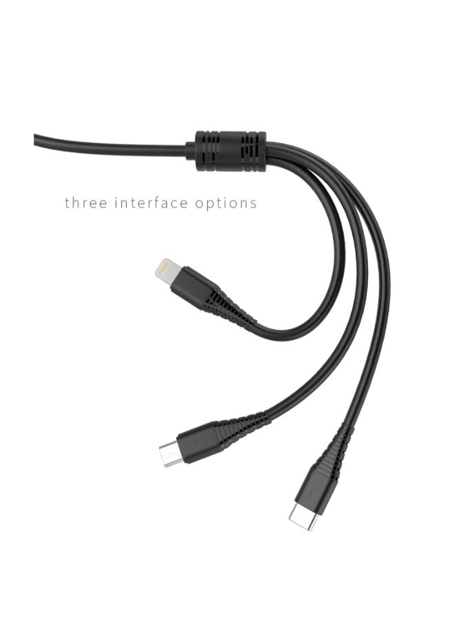 GOLF SPACE Golf GC-65 3-in-1 USB Charging Cable with USB-C, Lightning, and Micro-USB Connectors, Black - Image 2