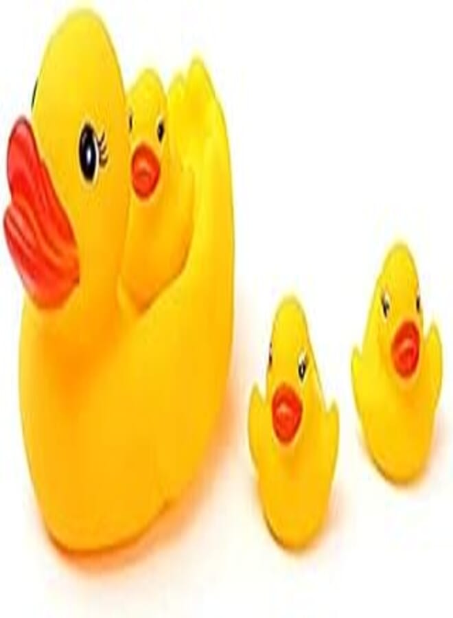 OR Floating Rubber Duckies Bath Play Set for Kids (4 Piece),Includes 1 Jumbo Toy Ducky and 3 Mini Ducks Fun Water Tub Playing Kit for Kids, Toddlers, and Babies (Yellow)