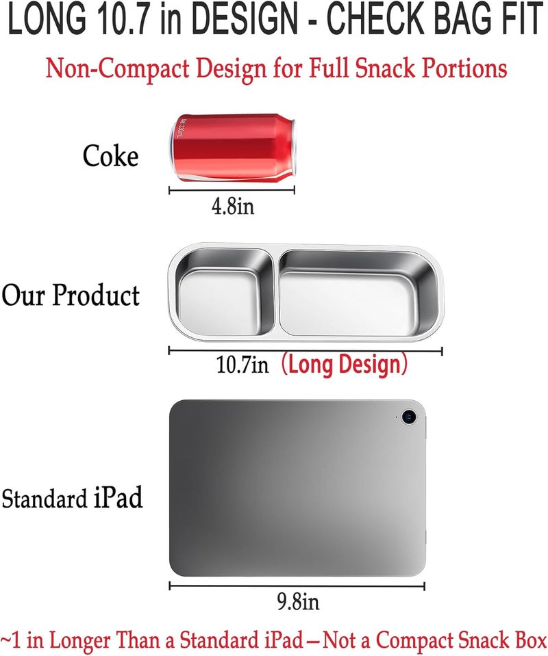 KTKUDY Stainless Steel Snack & Lunch Container for Kids & Adults, 20 oz | 3 Compartments, Dishwasher-safe, Leak-resistant seal, Stackable, Clear lid, For meal prep, daycare, school, office & travel - Image 4