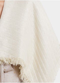 Khizana Frayed Edge Metallic Pleated Long Hijab Scarf  - Image 2