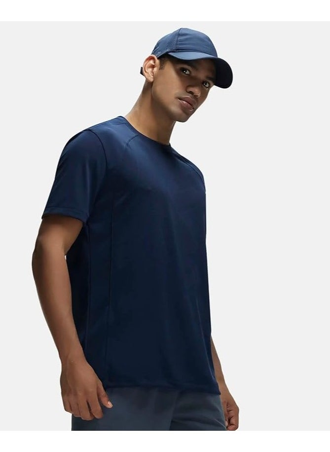 JOCKEY - JOCKEY Move Mens Round Neck Half Sleeve T-Shirt MV15 MID NIGHT NAVY - Image 1