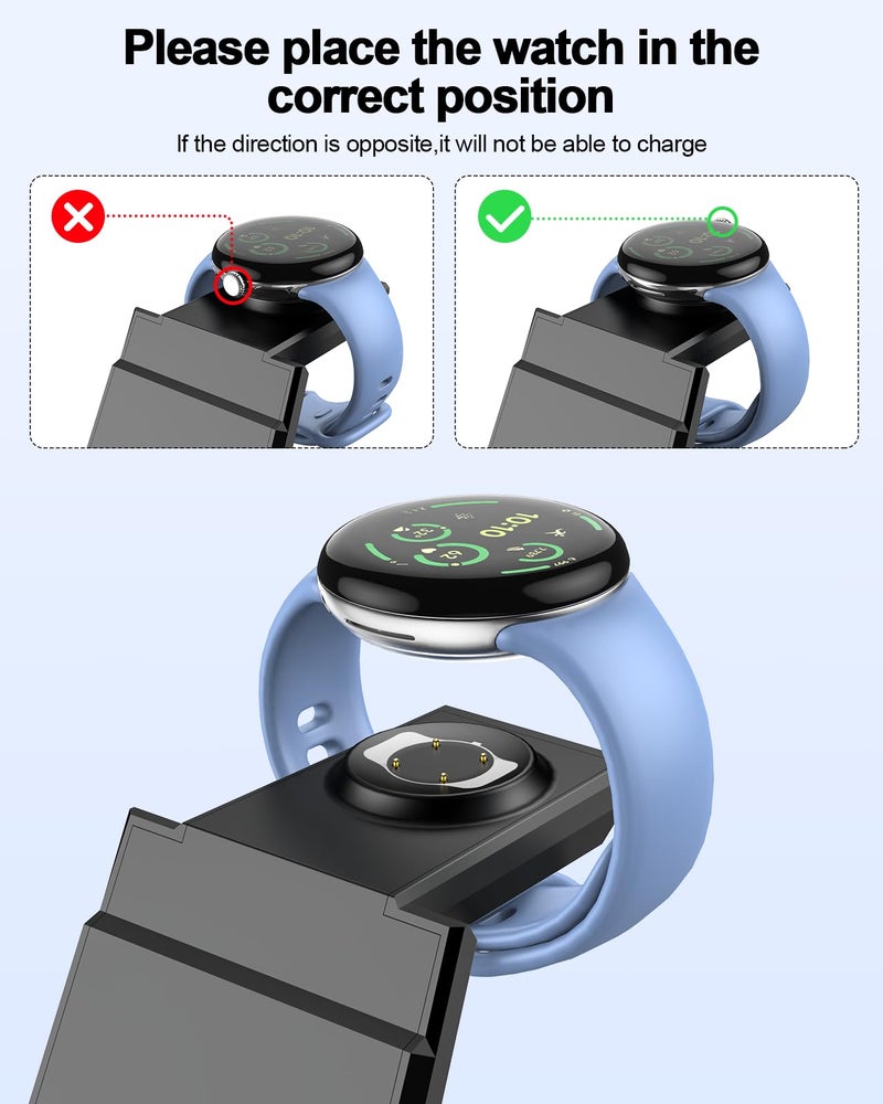 NANAMI Wireless Charger for Google - 3 in 1 Wireless Charging Station Fast Charger Stand Dock for Pixel 9/9 Pro XL/Fold/8/7,Buds Pro 2/Pro, Watch 3/2,Fitbit Versa 4/Sense 2(Not for Pixel Watch 1/4) - Image 4
