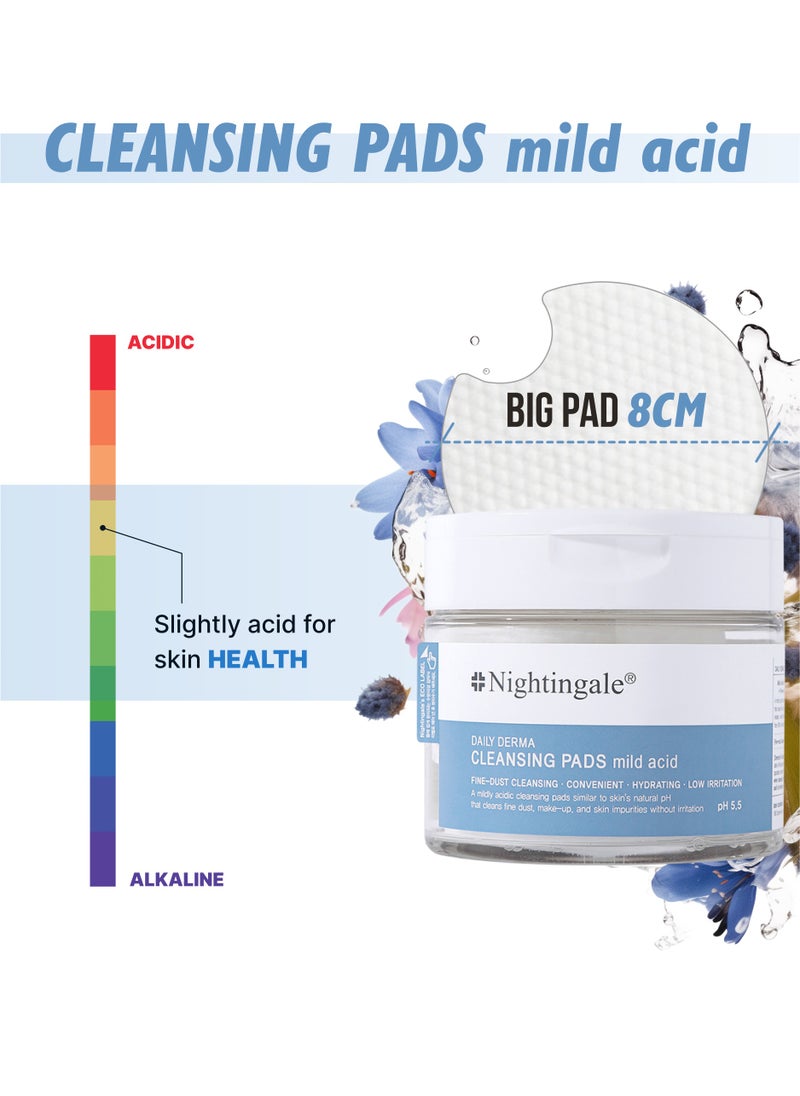 nightingale Korean Daily Derma Cleansing Pads 70 Pads - Hydrating Makeup Remover with Hyaluronic Acid  - Image 3