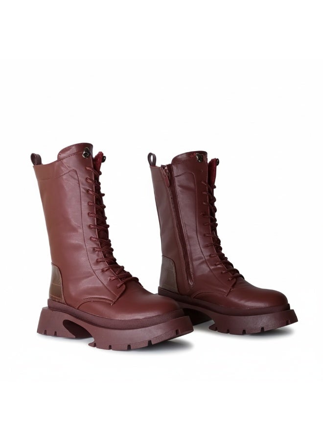 لايف ستيلاش  حذاء كاحل من الجلد مع سوسته أنيق E-105 - نبيتي - Image 2