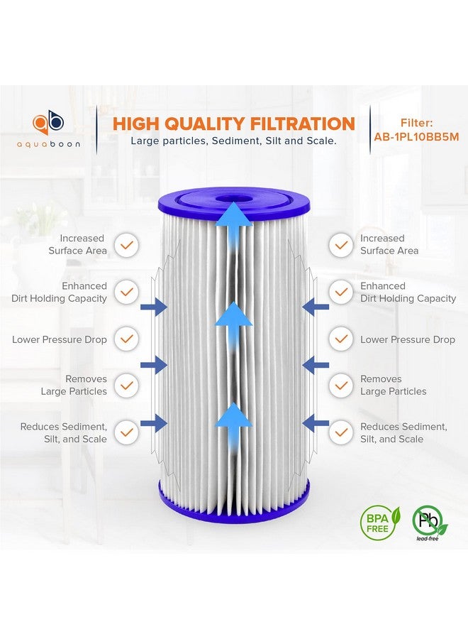أكوابون فلتر مياه Aquaboon 5 ميكرون مطوي للرواسب، 10 خراطيش × 4.5 - بديل لفلتر مياه المنزل بالكامل - خراطيش فلاتر مياه المنزل بالكامل متوافقة مع فلاتر الآبار FXHSC، R50-BBSA، عبوة من قطعتين - Image 3