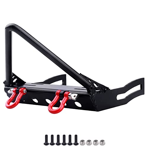 CrazyHobby Metal RC Crawler Front Bumper with Winch Mount Shackles for Axial SCX10 SCX10 II Redcat Gen7 Gen 8 Upgrades Type B - Image 1
