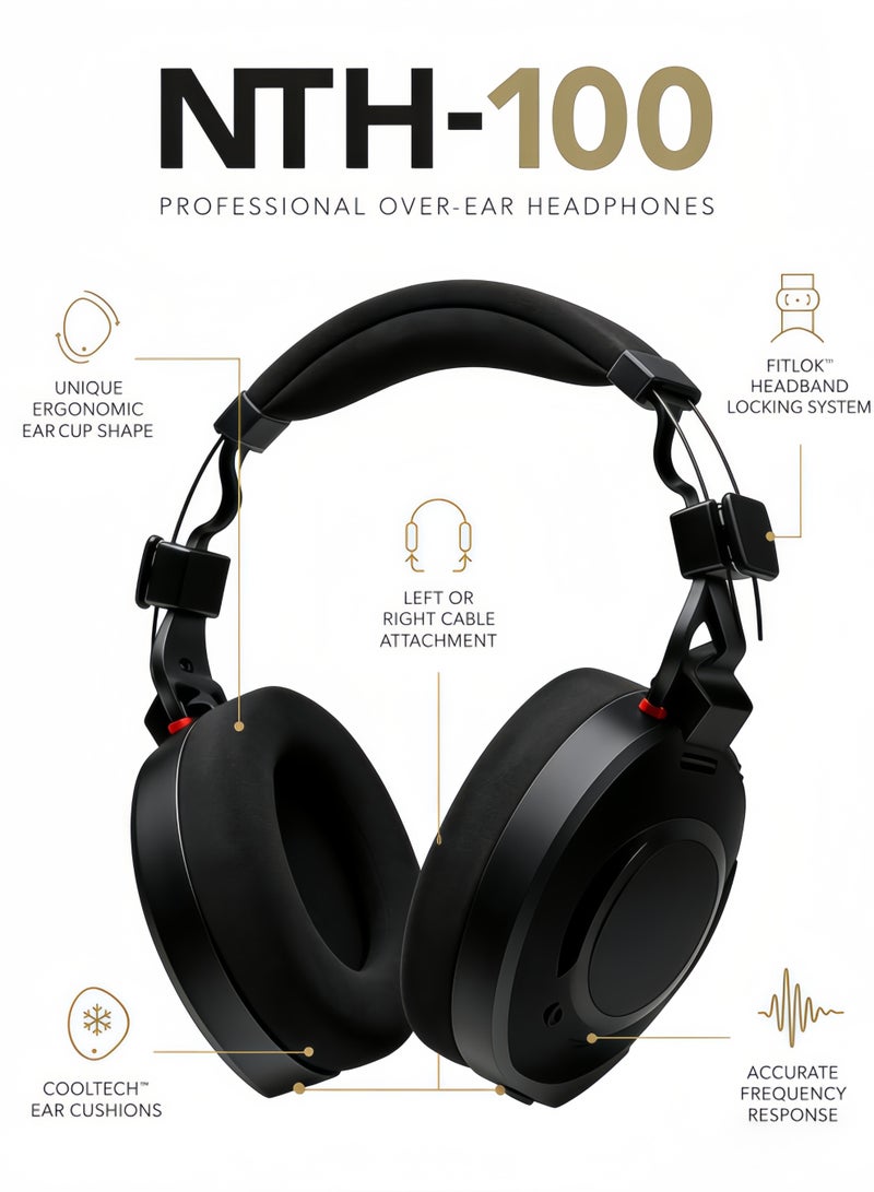 رود سماعات رأس احترافية RØDE NTH-100 لإنشاء المحتوى وإنتاج الموسيقى والمزج وتحرير الصوت والبودكاست وتسجيل الموقع والأسود - Image 4