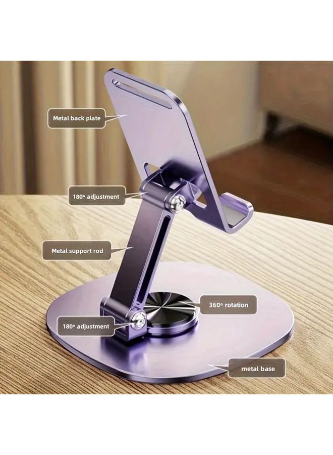 Purple 360 Rotating Metal Phone Tablet Stand Adjustable Height Tilt Suction Base - Image 1