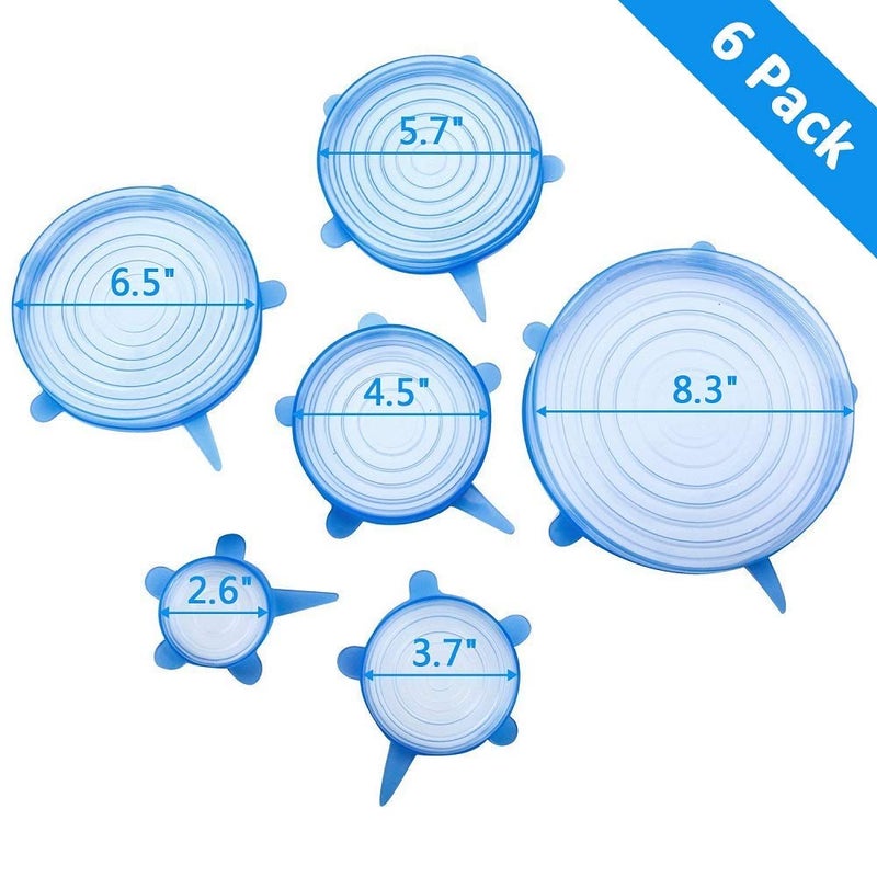 KitchenFest® Silicone Lid Set, Silicon lids for containers, Silicon Stretchable lids, Silicone lids and Cover - Multicolor, Set of 6 - Image 3