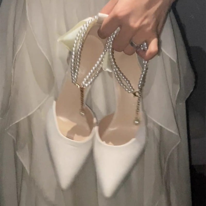High Heels Women'S Stiletto Heels Summer Bag Heel Pointed Toe Fashion Shoes With Skirt French Toe Sandals - Image 3