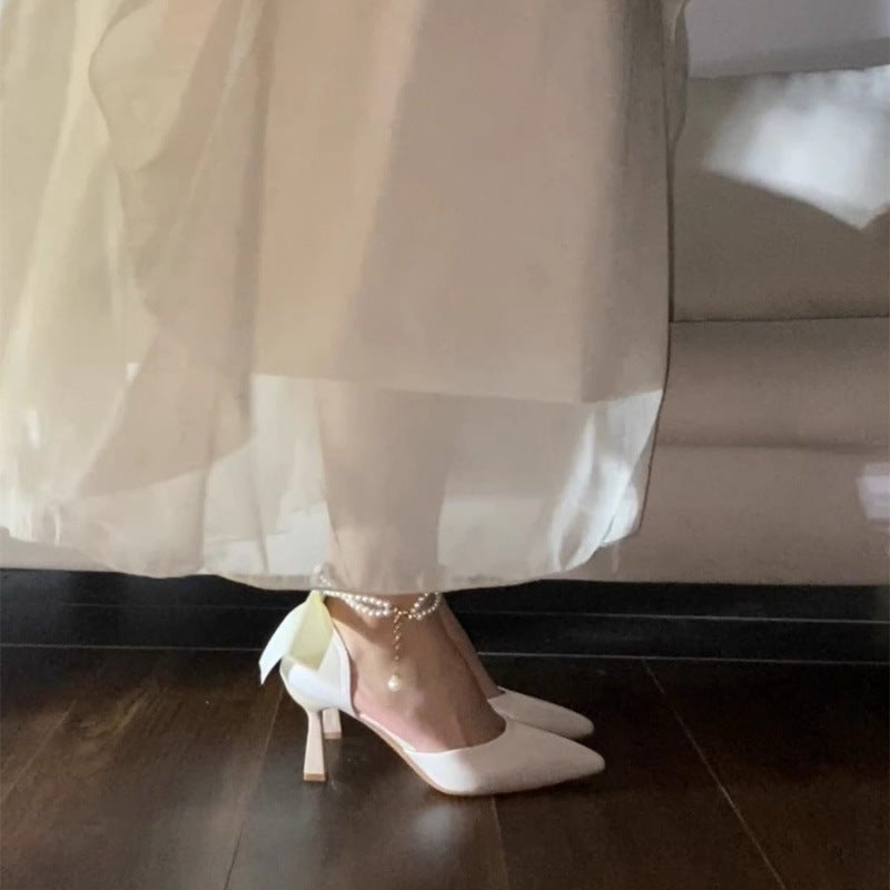 High Heels Women'S Stiletto Heels Summer Bag Heel Pointed Toe Fashion Shoes With Skirt French Toe Sandals - Image 4