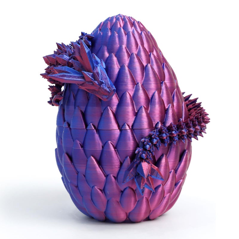 Flavery 3D Printed Dragon Egg- Red Blue - Surprise Easter Egg with Flexible Crystal Dragon Inside, Easter Basket Stuffers, 3D Printed Gift Toy, Desk Executive Pet, Figurine Decor(12â€ Dragon) - Image 1